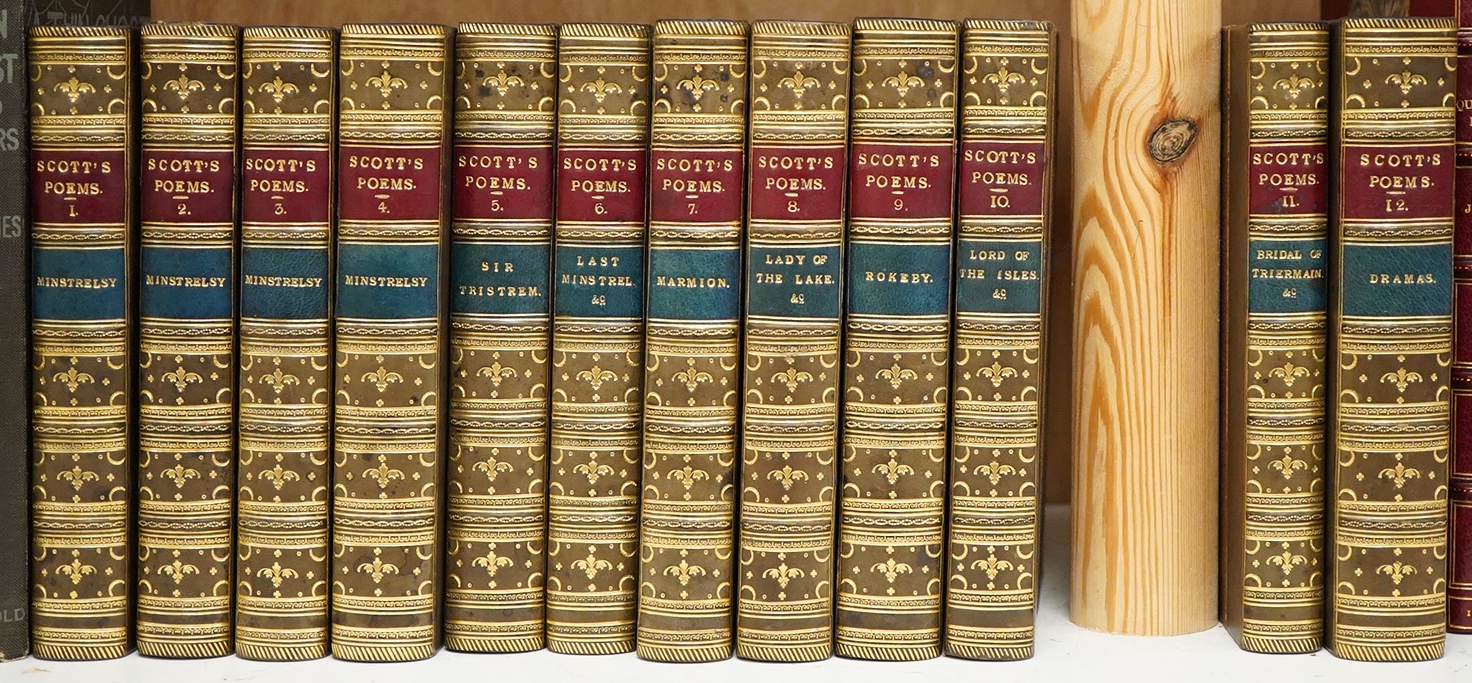 Scott, Sir Walter - The Poetical Works ... (new edition). With all his introductions and notes, various readings, and the editor's notes. 12 vols. engraved frontispieces, engraved pictorial and printed titles; sometime r